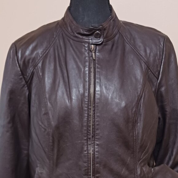 Vintage Danier Soft Dark Brown Women's Moto Style Biker Leather Jacket Size M - Picture 12 of 15